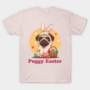 Easter bunny pug easter eggs T-Shirt